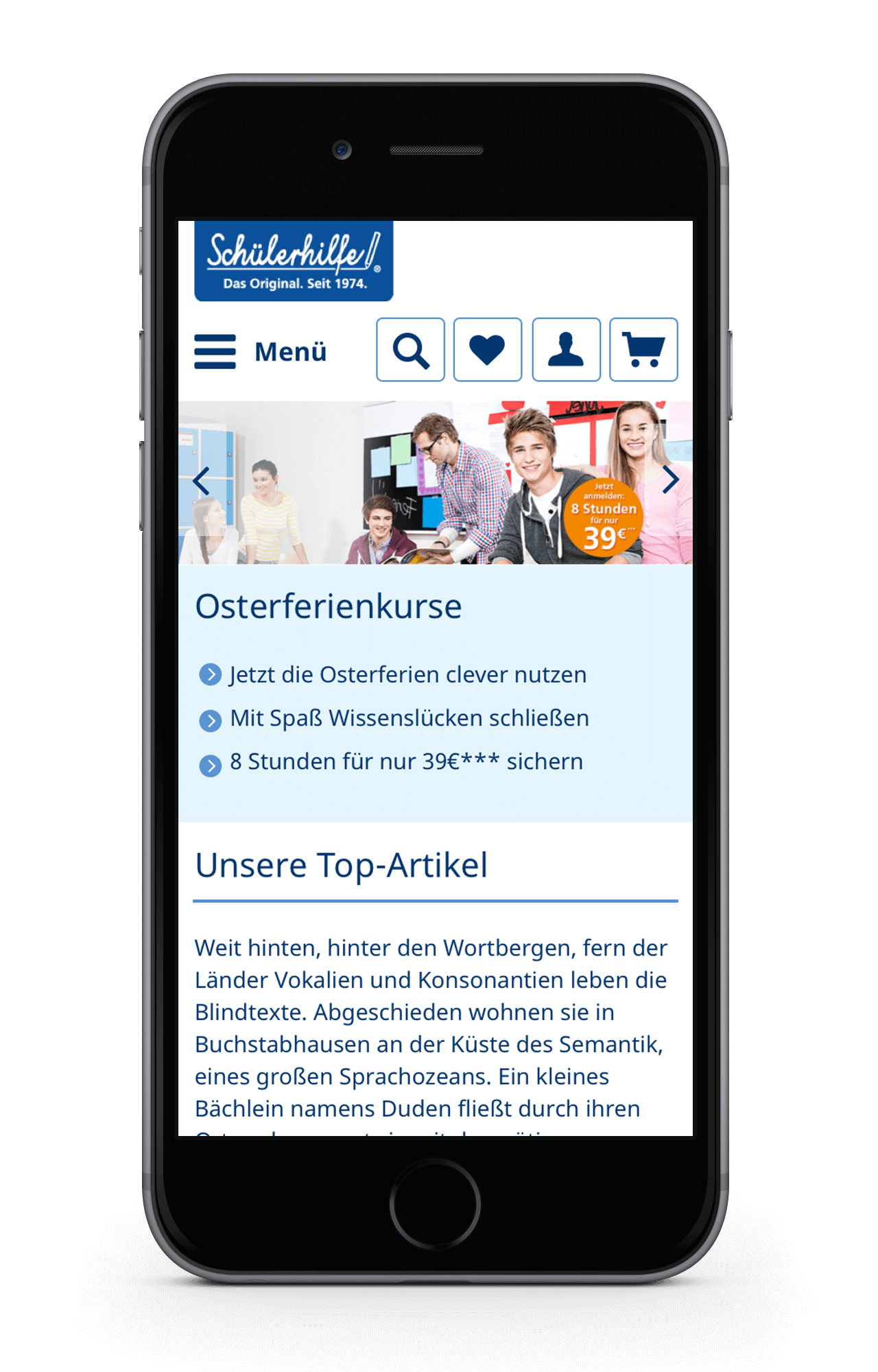 Schuelerhilfe Shopware-Shop Startseite Mobile